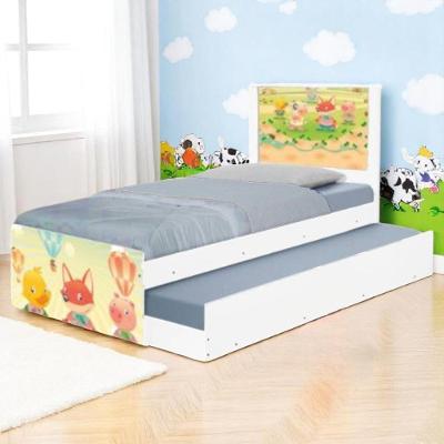 Bicama Juvenil Com Cabeceira Adesivada Fazendinha Animais