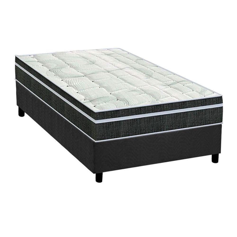 Cama Box Solteiro: Colchão Molas Orthoflex Bonnel Venezia + Base CRC Suede Gray(88x188) - 1