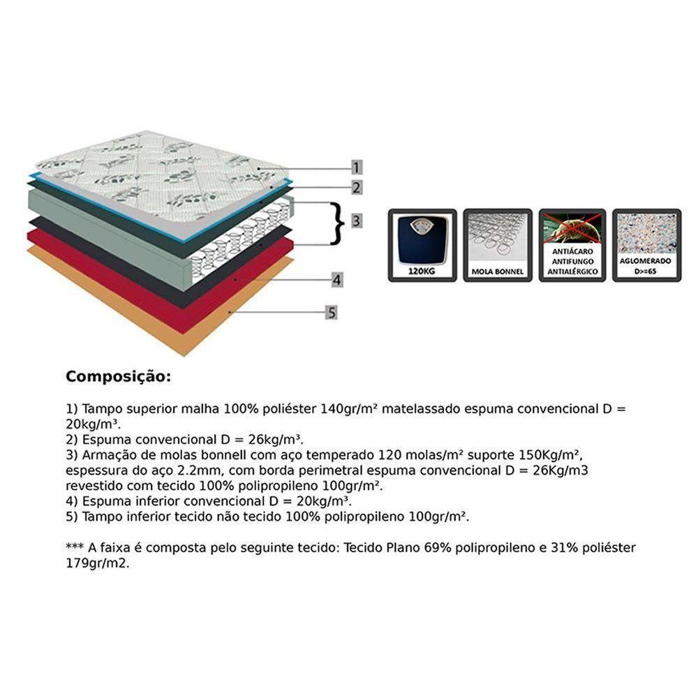 Cama Box Solteiro: Colchão Molas Orthoflex Bonnel Venezia + Base CRC Suede Gray(88x188) - 7