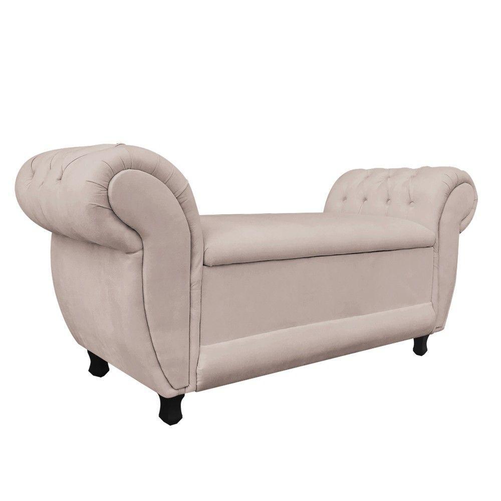 Recamier com Baú Grécia 195cm Suede Bege - 1