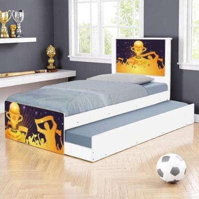 Bicama Juvenil Com Cabeceira Adesivada Futebol Troféu