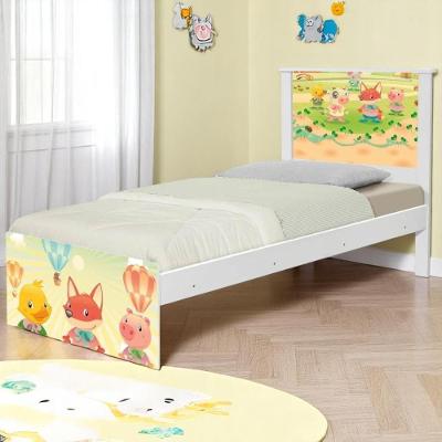 Cama Solteiro Adesivada Fazendinha Feliz Com Colchão