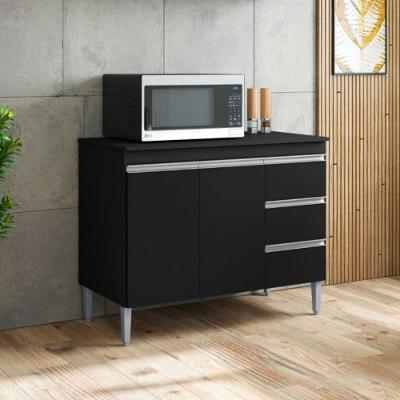 Balcao De Cozinha Florida 2pt 1m Preto Fosco