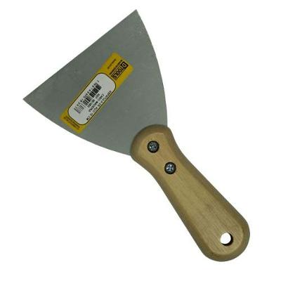 Espátula Rígida 10cm Cabo De Madeira - Aço Especial - Dtools