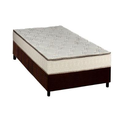 Cama Box Solteiro: Colchão Molas Bonnel Luckspuma Montreal Spring + Base CRC Suede Brown(88x188)