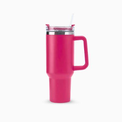 Copo Térmico 1200ml Rosa Pink Com Canudo Parede Dupla E Isolamento A Vácuo Até 20h Gelado