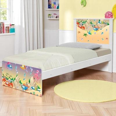 Cama Solteiro Adesivada Fundo Do Mar Feliz Com Colchão