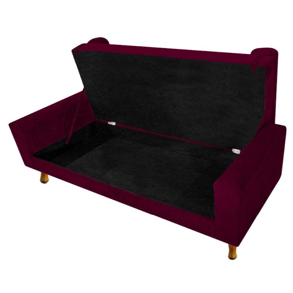 Recamier Baú Félix Queen Size 160cm Suede Bordô Doce Sonho - 8