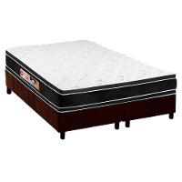 Cama Box Queen: Colchão Espuma Castor D33 Black e White + Base CRC Suede Brown(158x198) - 1