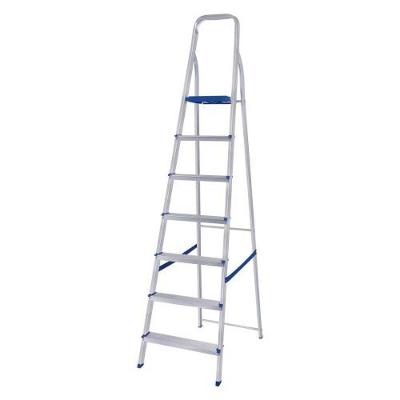 Escada Doméstica Escada Alumínio 7 Degraus Doméstica 198cm em Alumínio Prata Dobrável para Até 120KG