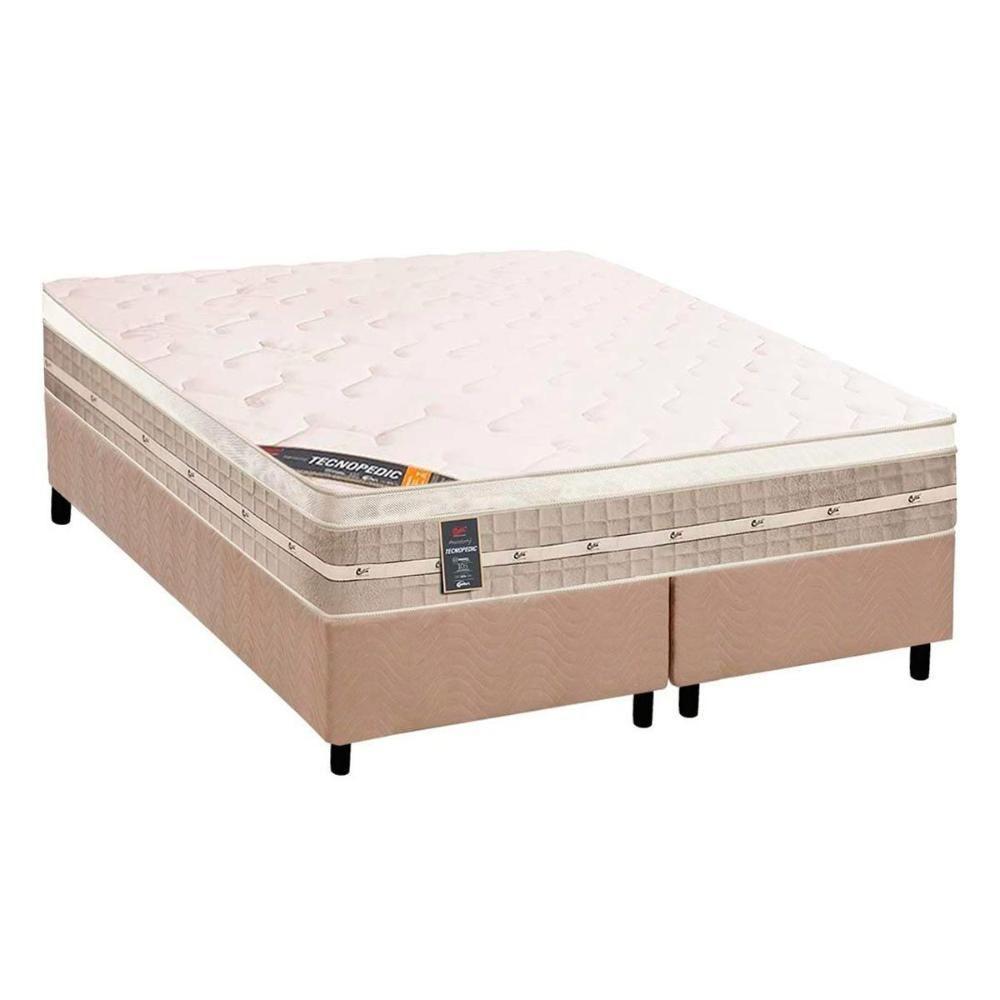 Cama Box King: Colchão Molas Bonnel Castor Tecnopedic Premium + Base CRC Suede Clean(193x203) - 1