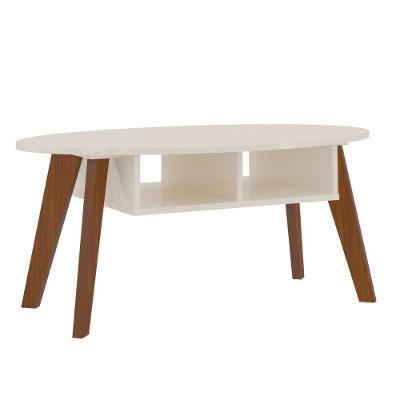 Mesa De Centro Retrô 2 Nichos Astorga Off White Cedro