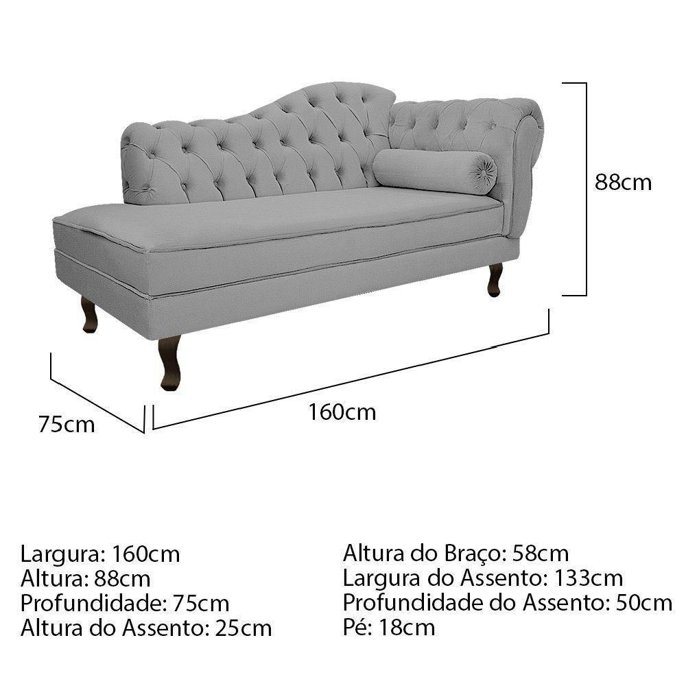 Recamier Diana 160cm Lado Esquerdo Corano Cinza - Doce Sonho Móveis - 4