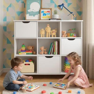 Balcão Com 9 Nichos E 3 Gavetas Para Quarto Infantil Branco