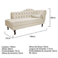 Recamier Diana 140cm Lado Esquerdo Suede Bege