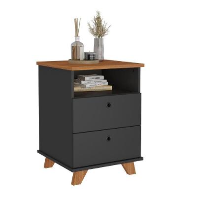 Gaveteiro Com 2 Gavetas E Tampo Mdp Somoa Freijó Preto