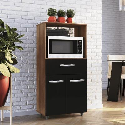 Balcão Multiuso Micro-ondas 2 Portas 1 Gaveta Savana Preto
