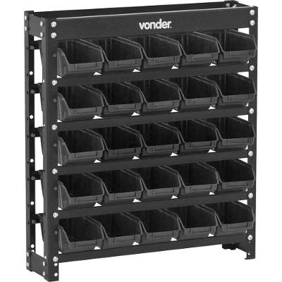 Estante Metálica, Com Gaveteiros Modelo Prático Preto, 25/3 Vonder