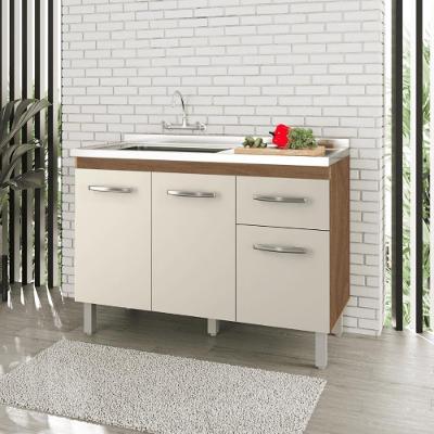 Módulo Balcão De Pia 3 Portas 1 Gaveta Savana Off White