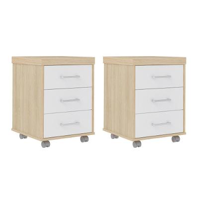 Conjunto De Gaveteiros Bournermonth Carvalho Branco