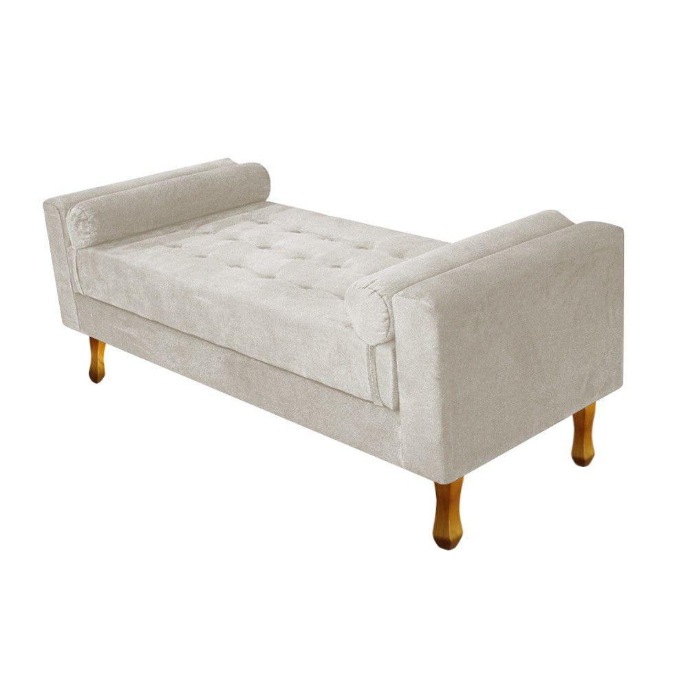 Recamier Baú Félix King Size 195cm Suede Bege Doce Sonho - 1