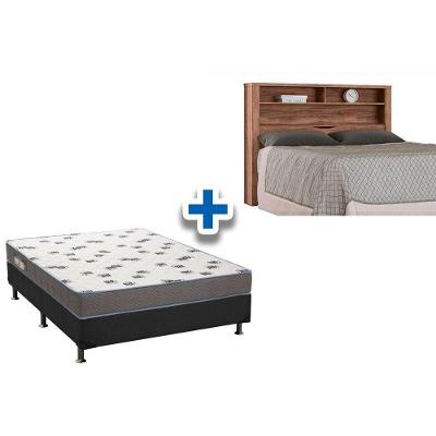 Cama Box Casal CRC + Colchão D33 Ortobom + Cabeceira Invicta Atacama