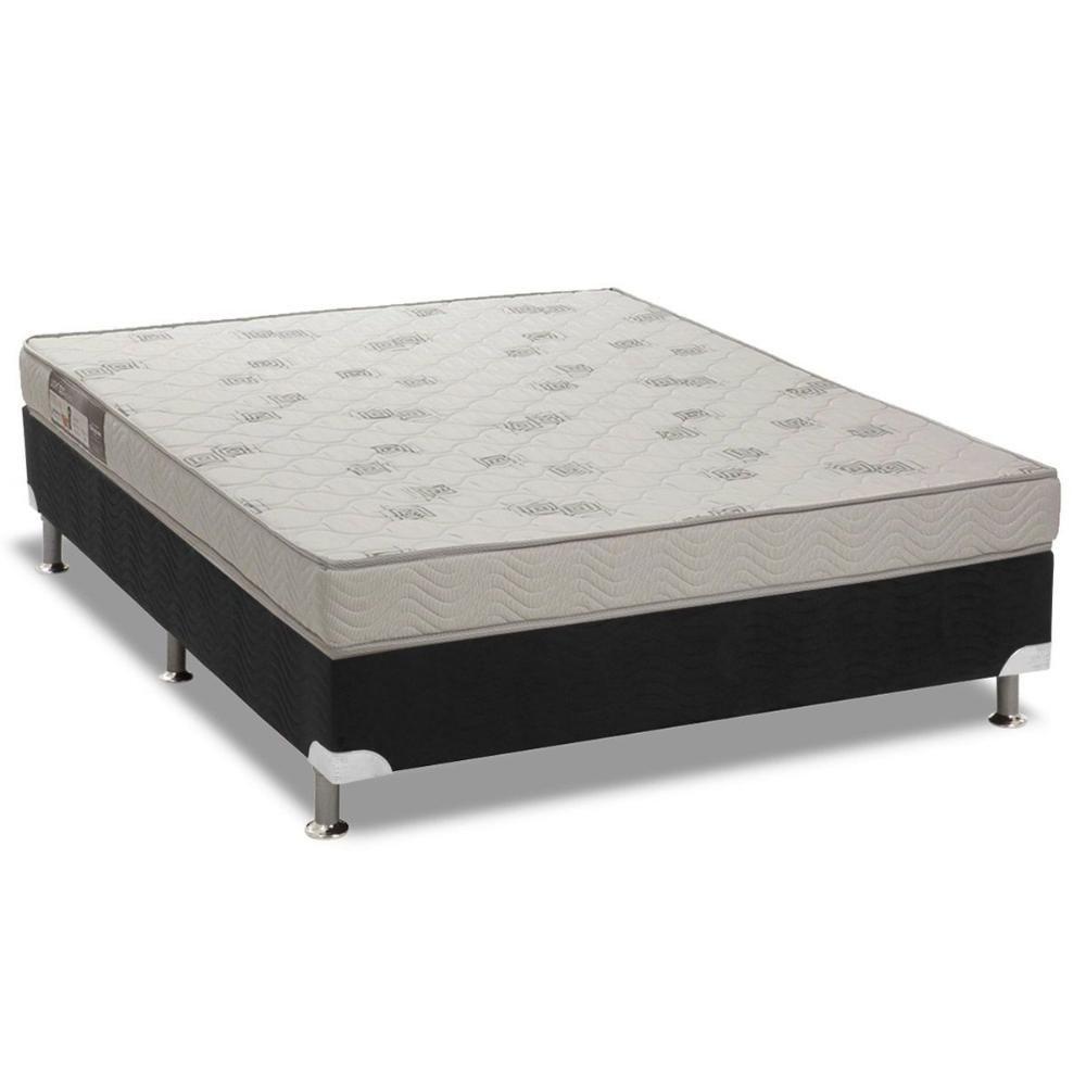 Cama Box Viúva: Colchão Espuma Ortobom Light Saúde + Base CRC Courano Black(128x188) - 1