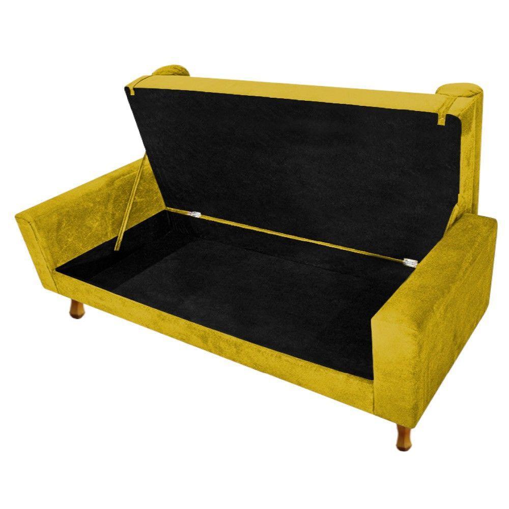 Recamier Baú Félix Queen Size 160cm Suede Amarelo - 2