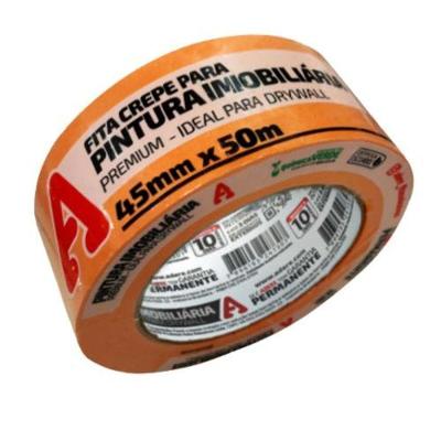 Fita Crepe Imobiliária 45mm X 50 Metros Laranja Para Pinturas Em Drywall