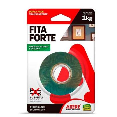 Fita Dupla Face Forte 09mm X 20 Metros Transparente - Fixação Permanente Para Quadros E Decoração