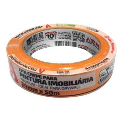 Fita Crepe Imobiliária 24mm X 50 Metros Laranja Para Pintura Em Drywall - Adere