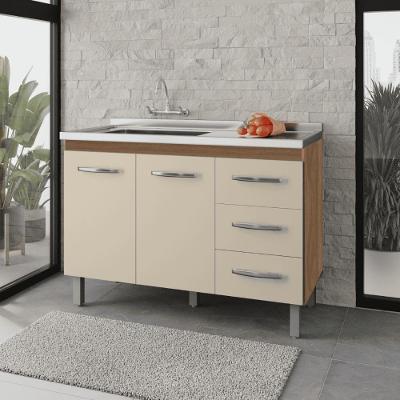 Armário Balcão De Pia 2 Portas 3 Gavetas Savana Off White