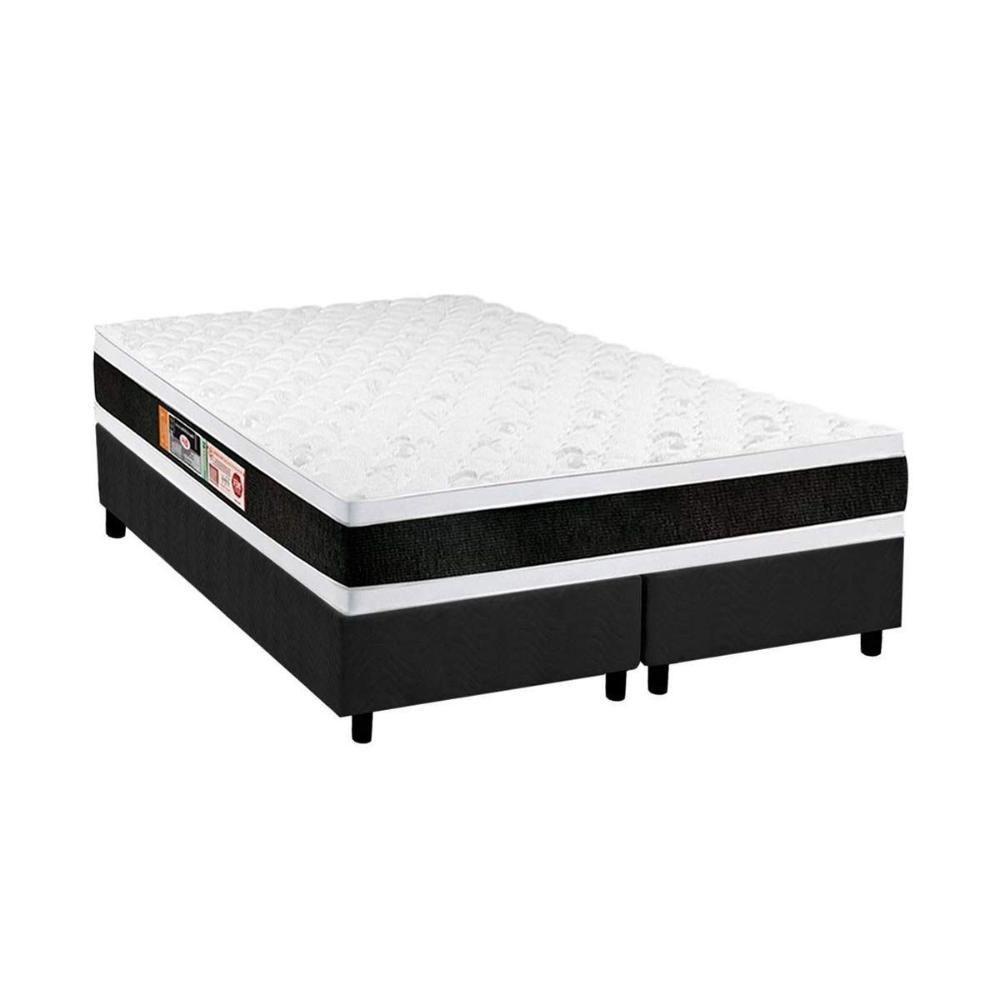 Cama Box Queen: Colchão Espuma D45 Castor Black e White AIR Double Face + Base CRC Suede Gray(158x198) - 1