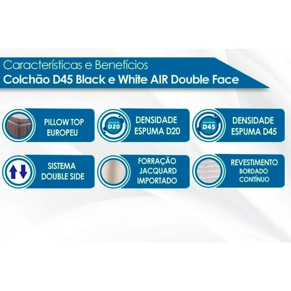 Cama Box Queen: Colchão Espuma D45 Castor Black e White AIR Double Face + Base CRC Suede Gray(158x198) - 4