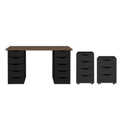 Conjunto Escritório Completo Hagen Nogal Preto