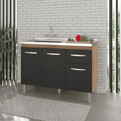 Gabinete De Cozinha Completo Com Pia Savana Preto