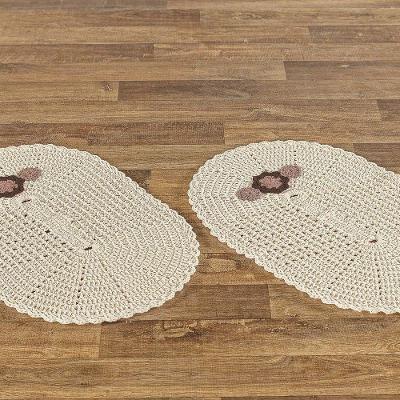 Jogo De Tapetes Bella Em Crochê Feito A Mão 02 Peças 85% Algodão | 15% Poliéster - Cru