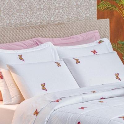 Porta Travesseiro Decorativo Craft Estampado 1 Peça Percal 200 Fios 100% Algodão - Estampa Borboletas