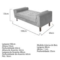 Recamier Baú Félix Solteiro 100cm Suede Cinza - 2
