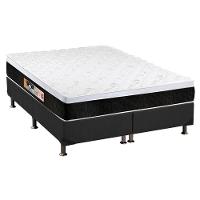 Cama Box Queen: Colchão Espuma Castor D45 Black e White + Base CRC Suede Gray(158x198) - 1