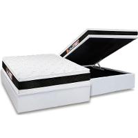 Cama Box Baú Casal: Colchão Espuma Castor D45 Black e White Air Double Face + Base CRC Courano White(138x188) - 1