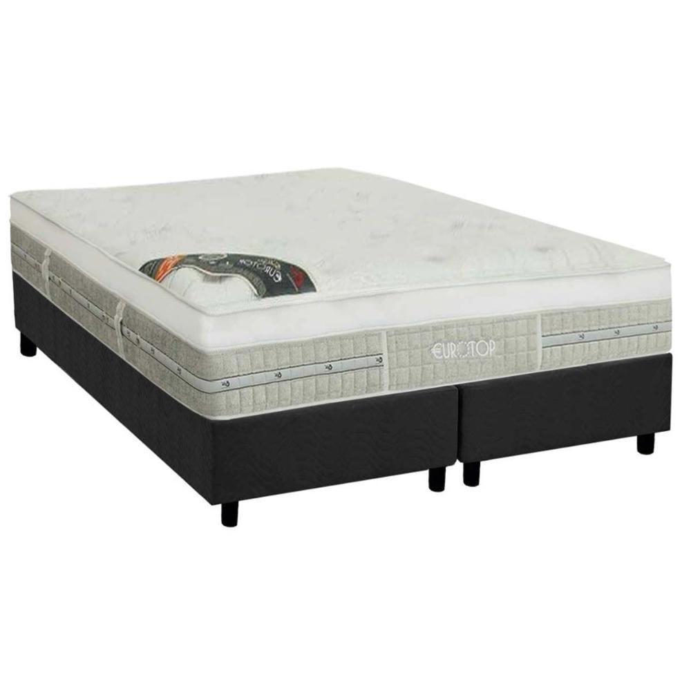 Cama Box King: Colchão Molas Castor Pocket Eurotop Summer Winter + Base Crc Suede Gray(193X203) - 1