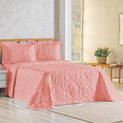 Kit Cobre Leito Bouti Mavie Floral Queen 3 Peças 100% Poliéster - Goiaba