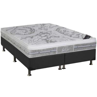 Cama Box Queen: Colchão Molas Pocket Ensacadas Castor  SLX Grand Plush + Base CRC Suede Cinza(158x198)