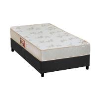 Cama Box Solteiro: Colchão Espuma D33 Castor Sleep Max Relax + Base Crc Suede Gray(88X188) - 1