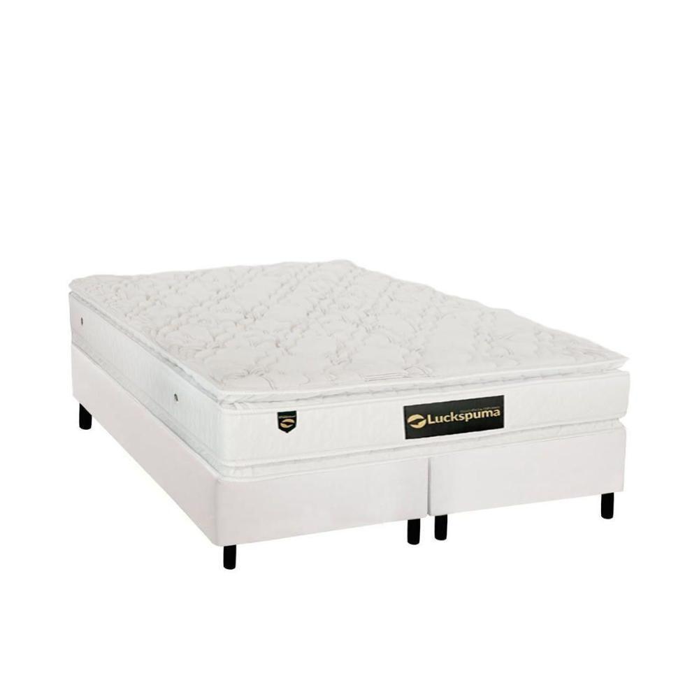 Cama Box Queen: Colchão Molas Ensacadas Luckspuma MasterPocket Lucksfaction Plus + Base CRC Courano White(158x198) - 1
