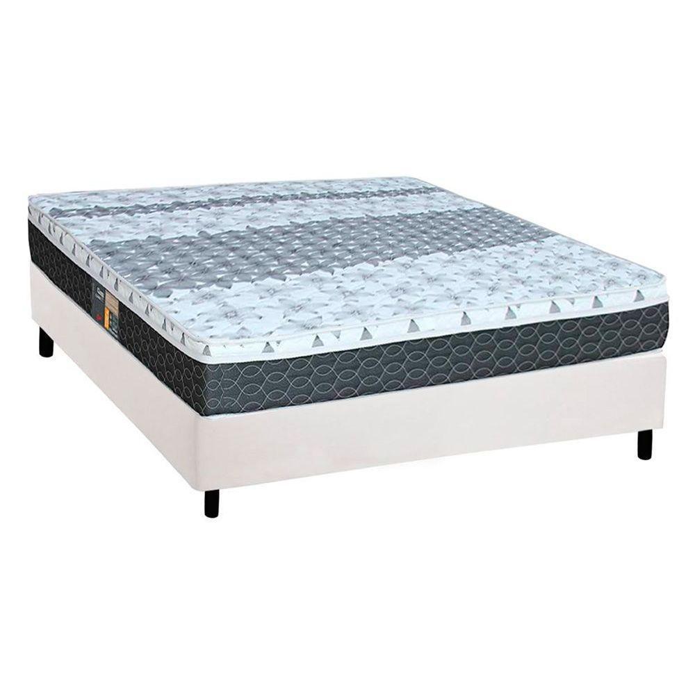 Cama Box Casal: Colchão Molas Bonnel Castor System Class + Base CRC Courano White(138x188) - 1