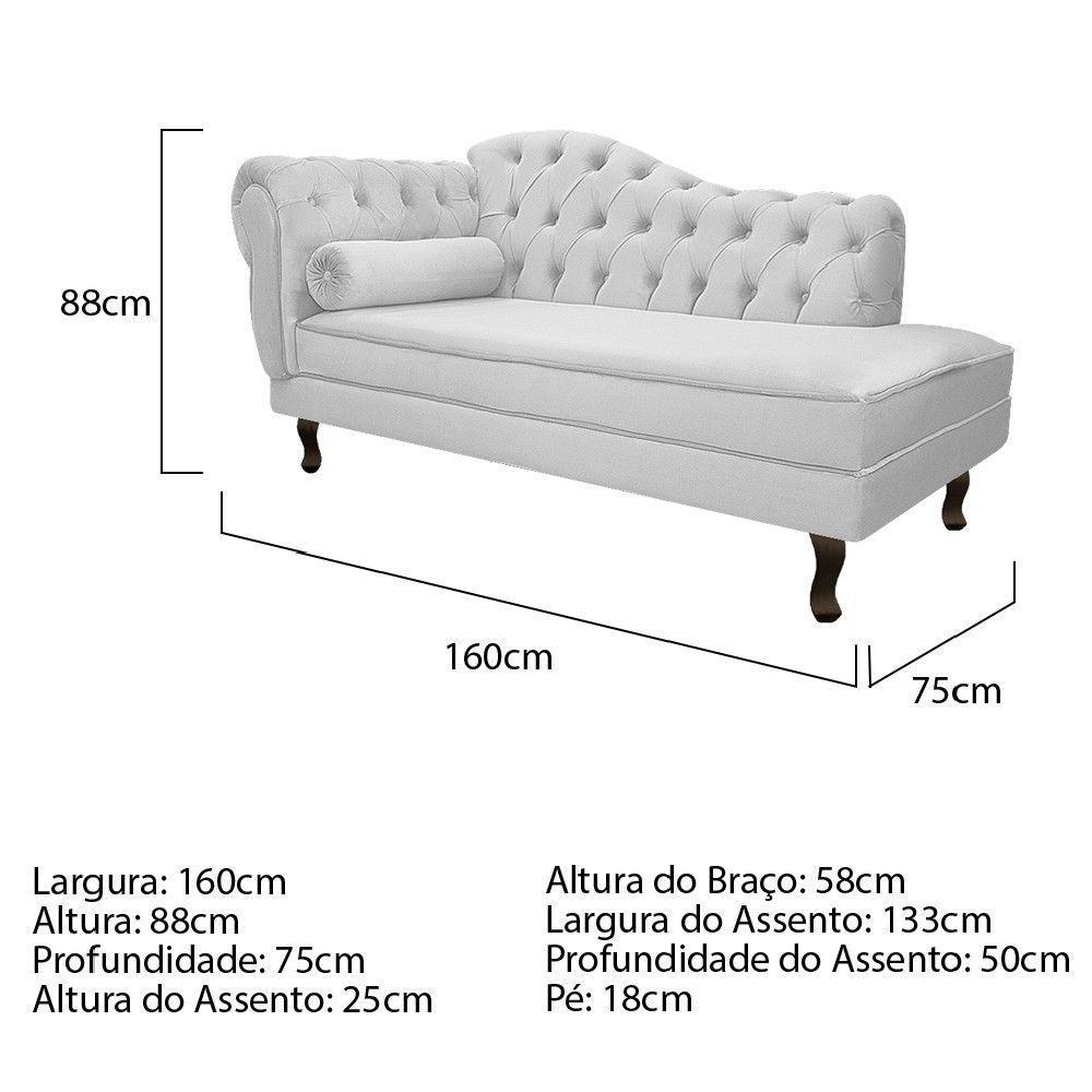 Recamier Diana 160cm Lado Direito Suede Branco - 4