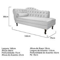 Recamier Diana 160cm Lado Direito Suede Branco