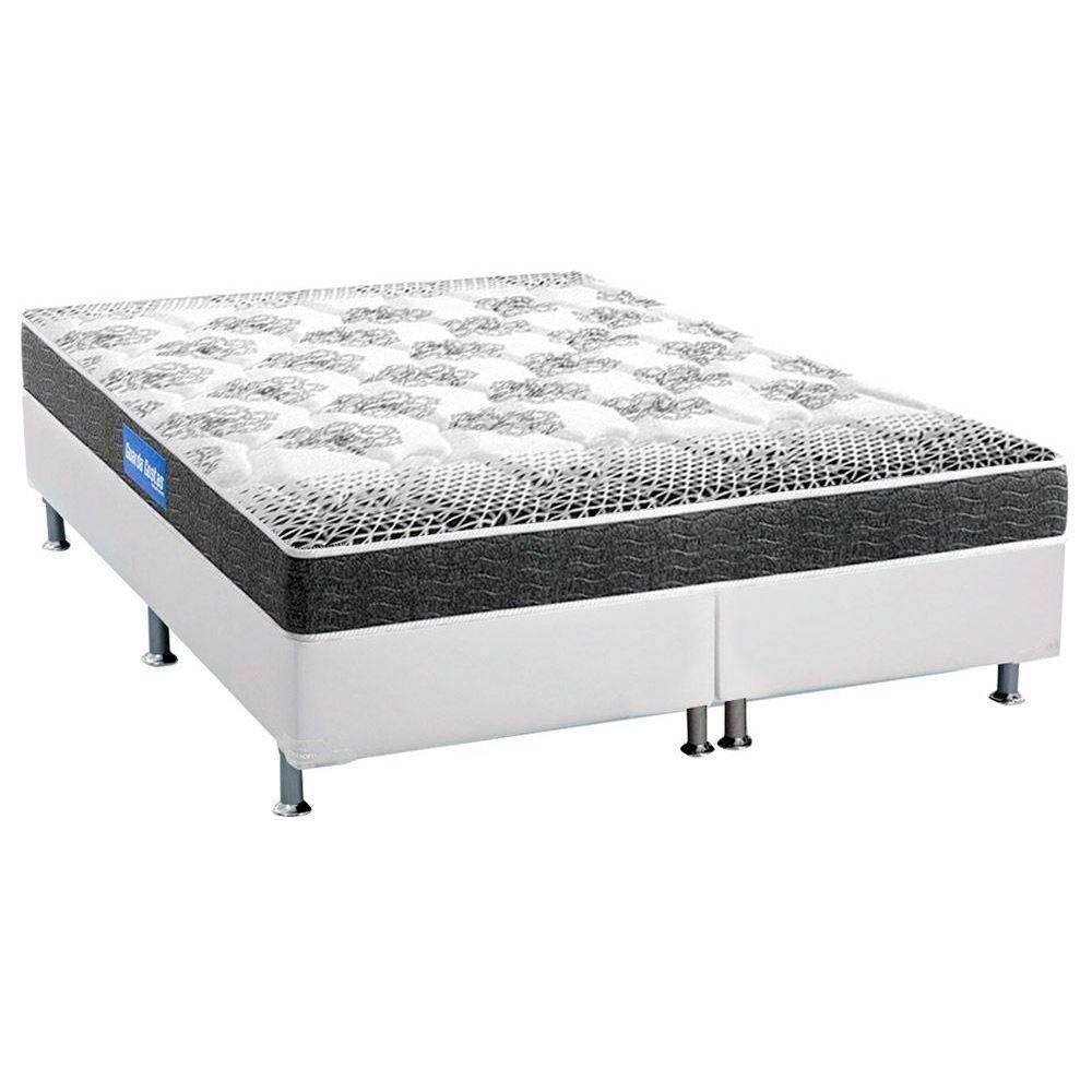 Cama Box Queen: Colchão Espuma Probel Guarda Costas Black + Base CRC Courano White(158x198) - 1